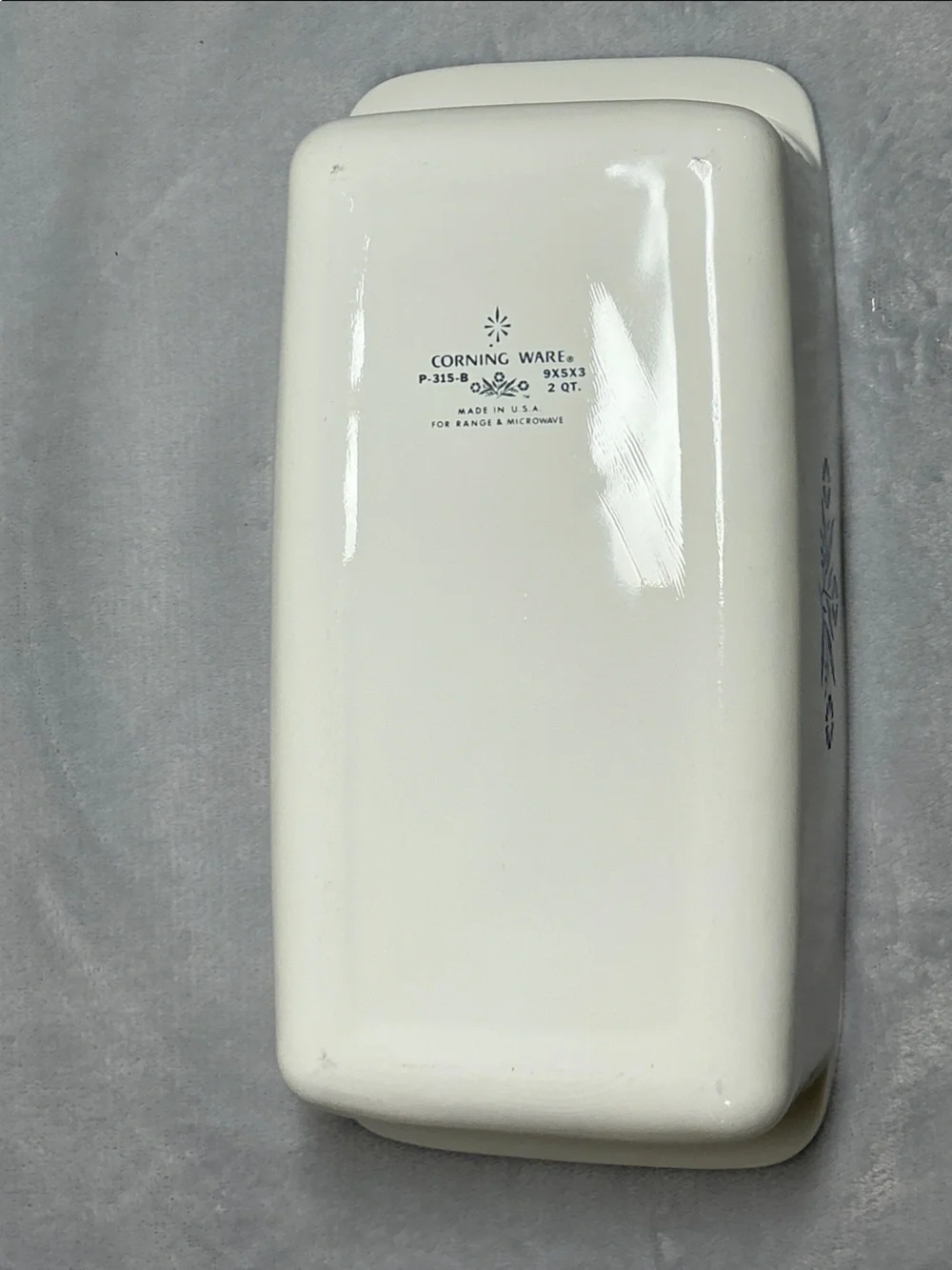 Corningware White Loaf Pan with Blue Floral Design - Picture 3 of 3